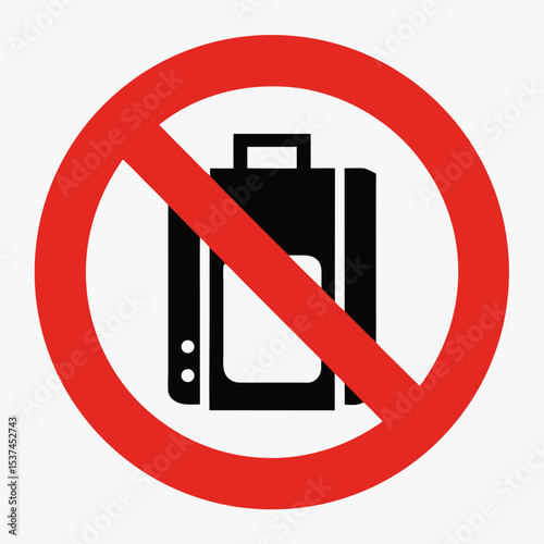 Prohibited baggage items airport security check. Baggage scanner x-ray machine warning sign.  Prohibited items airport security x-ray baggage screening.