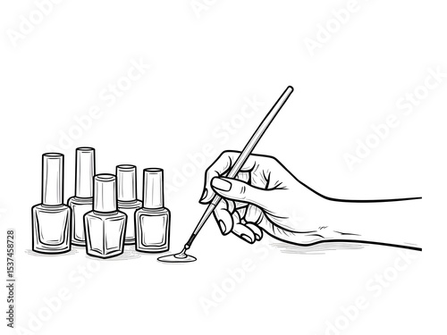 Hand brush polish spa coloring page sketch coloring page