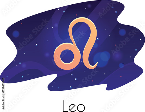 Leo zodiac sign on starry sky, horoscope astrological symbol on space vector flat illustration in decorative frame