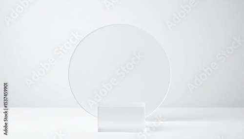 White Circle on Cube Display Minimalist Product Mockup
