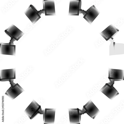 Abstract Geometric Black Icons for Modern Technological Interfaces and Digital Applications