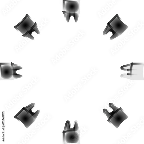 Abstract Geometric Black Icons for Modern Technological Interfaces and Digital Applications