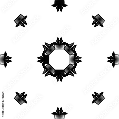 Abstract Geometric Black Icons for Modern Technological Interfaces and Digital Applications