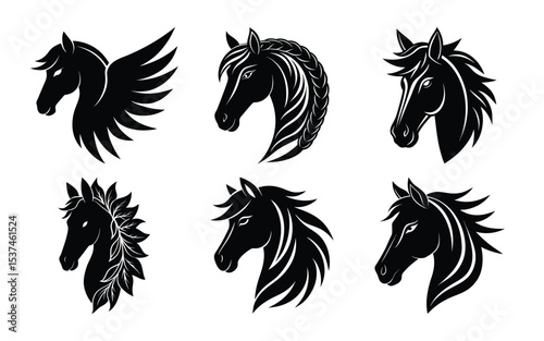 Horse head silhouettes vector