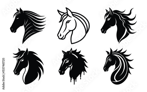 Horse head silhouettes vector