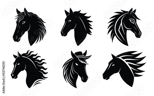 Horse head silhouettes vector
