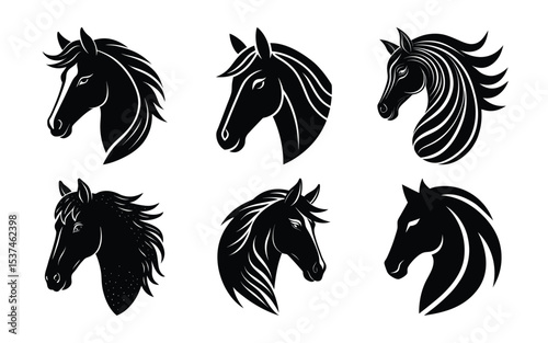 Horse head silhouettes vector