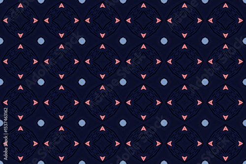 Seamless Fashion Shape Texture Digital Graphic Symmetric Geometric Fabric Wallpaper Visual Template Perspective Endless Interior Background Cloth Decoration Textile Art Tile Design Luxury Pattern.