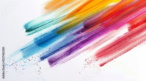 Color strokes on a white background close-up. Abstract background.
