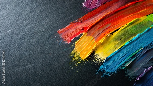 Color strokes on a black background close-up. Abstract background.