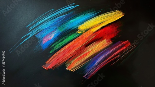 Color strokes on a black background close-up. Abstract background.
