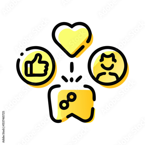 Best lifestyle habit icon, yellow colors, isolated object on white background, copy space