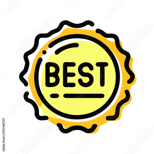 Best productivity tool badge, yellow colors, isolated object on white background, copy space