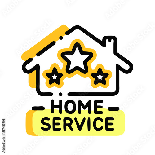Home service star rating icon, yellow colors, isolated object on white background, copy space - 2