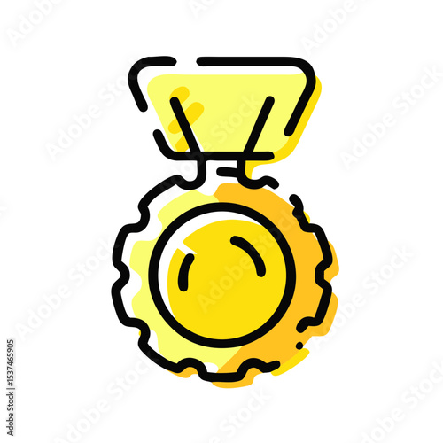Interior design gold medal icon, yellow colors, isolated object on white background, copy space