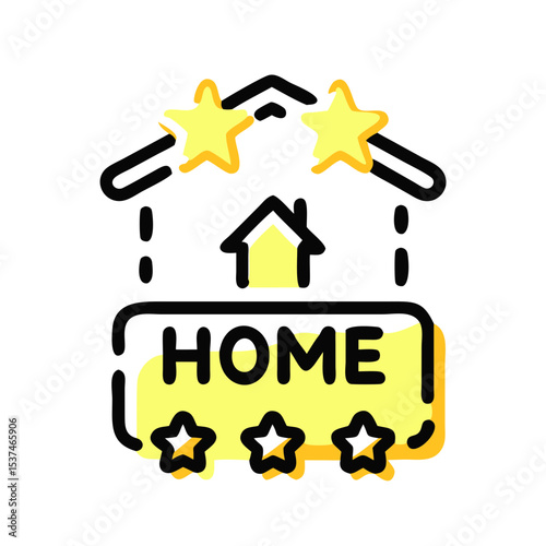 Home fix star rating icon, yellow colors, isolated object on white background, copy space
