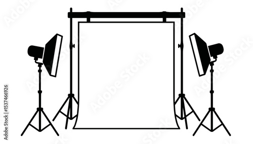 Photography backdrop with support and studio lights for Photographer's Day  