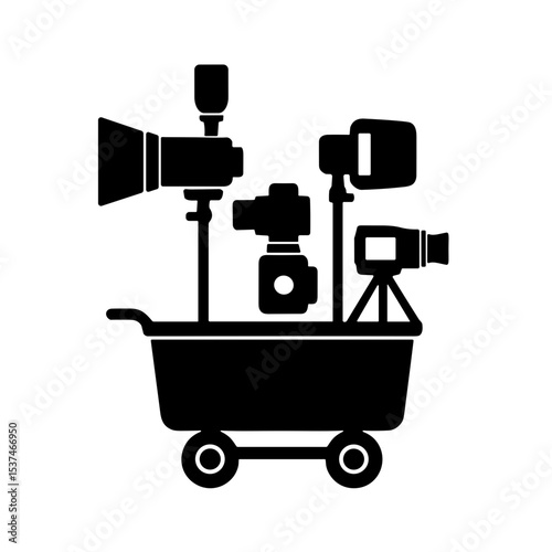 Equipment cart with photography gear and cameras for Photographer's Day  