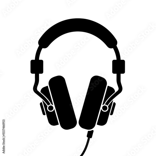 Studio headphones in black silhouette design for Photographer's Day  