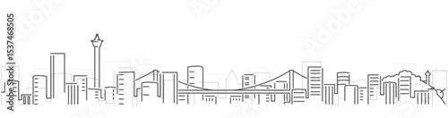 Busan Simple Dark Lines Skyline on White Background