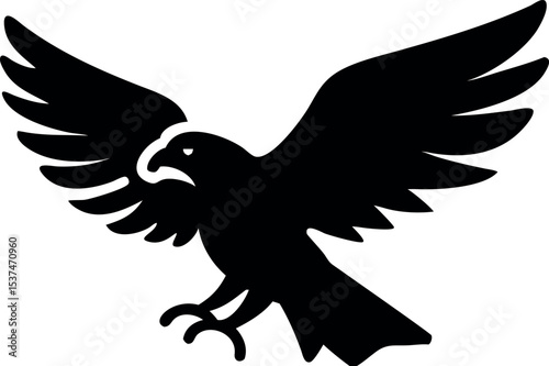 Eagle Attack Silhouette – Black Vector of Aggressive Bird with Spread Wings and Talons

