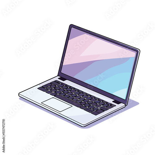 Modern Laptop Computer Portable Icon Vector Illustration on White Background