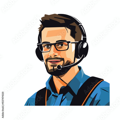 Professional Customer Service Representative with Headset for E-commerce Solutions