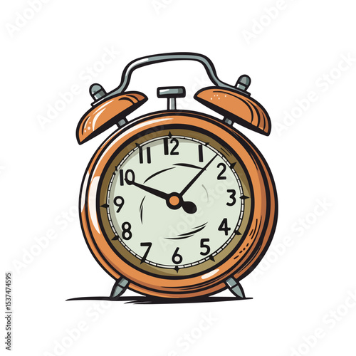 Vintage Alarm Clock Icon on White Background Vector Illustration for Time Management Concepts