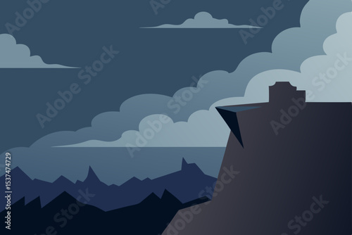 Majestic Cliffside Vista A Serene Landscape of Solitude and Mystery