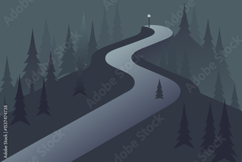 Serpentine Road Winding Through Misty Mountain Forest A Journey of Discovery