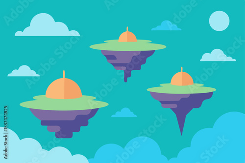 Floating Islands A Surreal Landscape Illustration of Ethereal Islands in the Sky