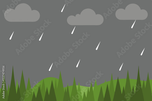 Rainy Day in the Forest A Serene Landscape Illustration