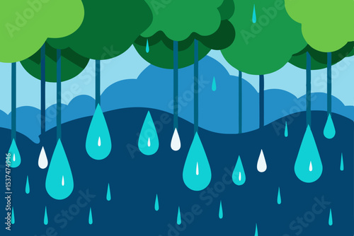 Refreshing Rain A Vibrant Illustration of Nature's Water Cycle