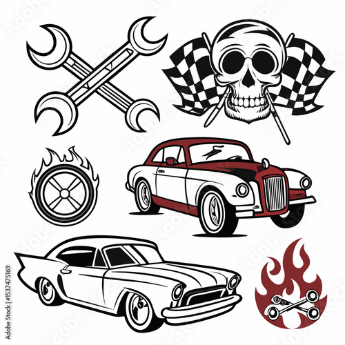 Classic red sportscar vector illustration for vintage auto transportation design