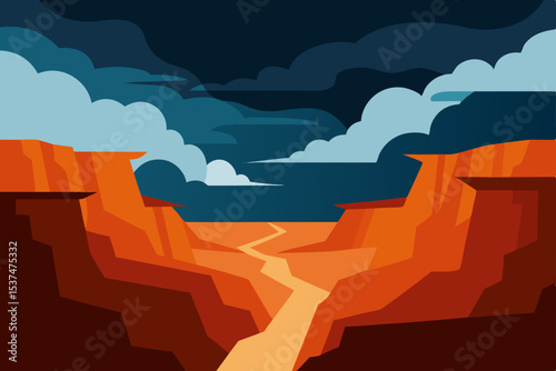 Majestic Canyon Landscape A Dramatic Desert Vista Under a Stormy Sky