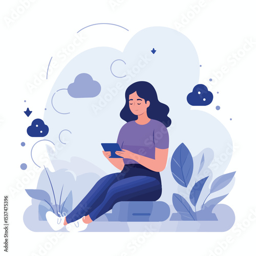 Professional Digital Illustration of Social Media Network Chatting Online Web Connection