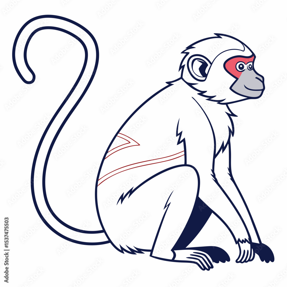 Obraz premium Stylized monkey illustration sitting with a curved tail 
