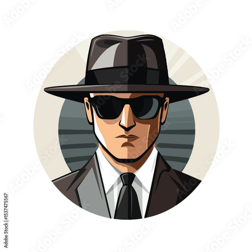Professional Spy or Investigator Avatar Icon Vector Illustration for Investigation Services
