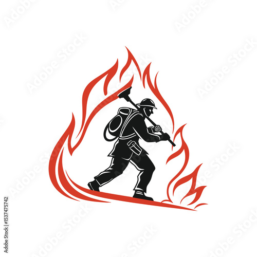 fire vector illustration on a men 