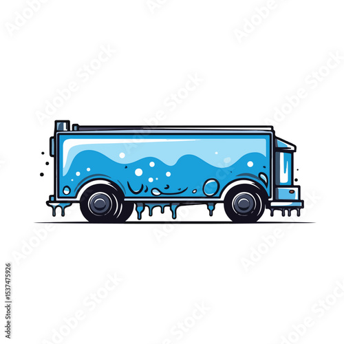 Trailer Tank with Oil Drop Fill Style Vector Illustration for Industrial Usage