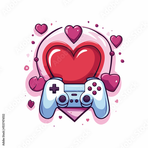 Illustration of Cute Videogame Chests with Heart Design for Gaming Graphics