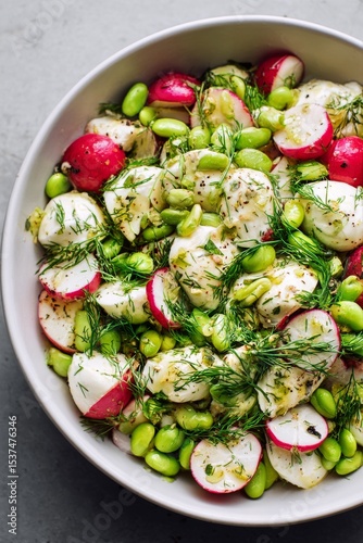 Fresh Vegetable Salad With Radishes and Green Peas for a Healthy Meal