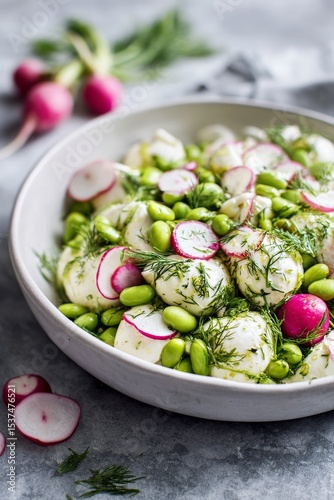 Fresh Vegetable Salad With Radishes and Green Peas for a Healthy Meal.
