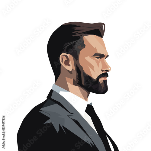 Professional Male Businessman Profile Portrait Character Illustration