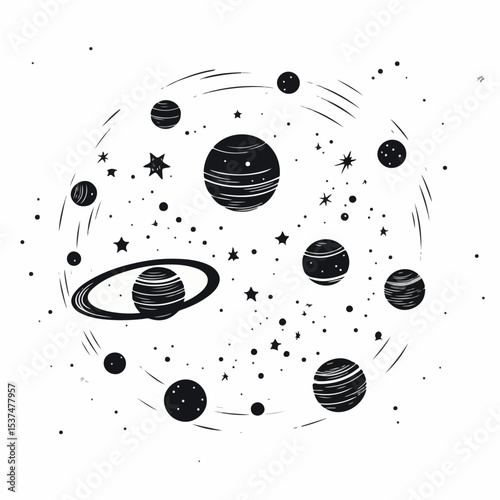 Illustration of a Celestial Body Icon for Astronomy and Space Exploration Purposes