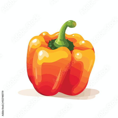 Fresh Bell Pepper Ripe Healthy Icon Isolated Vegetable Organic Nutrition Diet Slice Cooking Ingredient