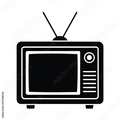 Retro Television Set Black and White Icon