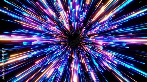 Abstract hyperspace jump in multiple variations with glowing streaks