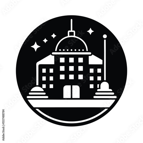 Capitol Building Icon Black and White Design