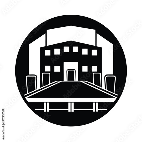 Meeting room icon in black and white